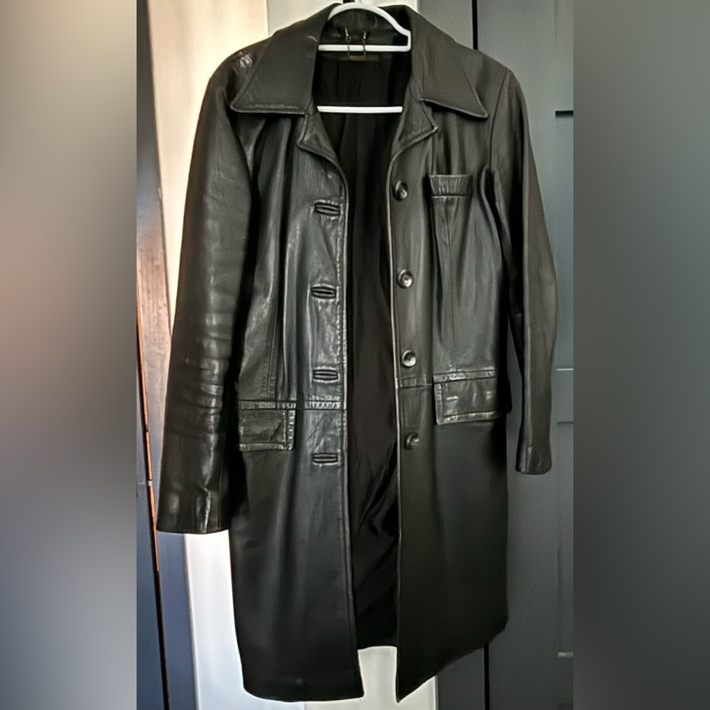 Leather long coat